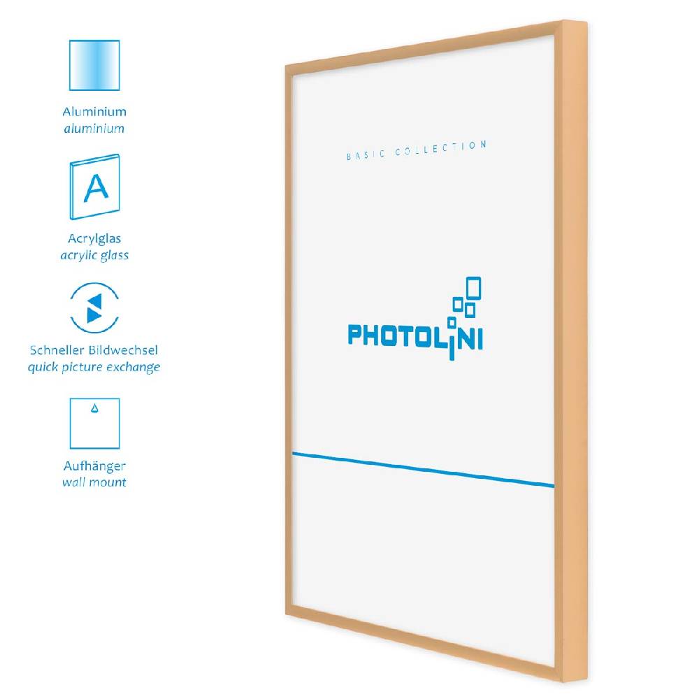 Photolini 4er Set Alu-Bilderrahmen 30x30 cm Gold Modern mit Passepartout 20x20 cm Großer Ausverkauf