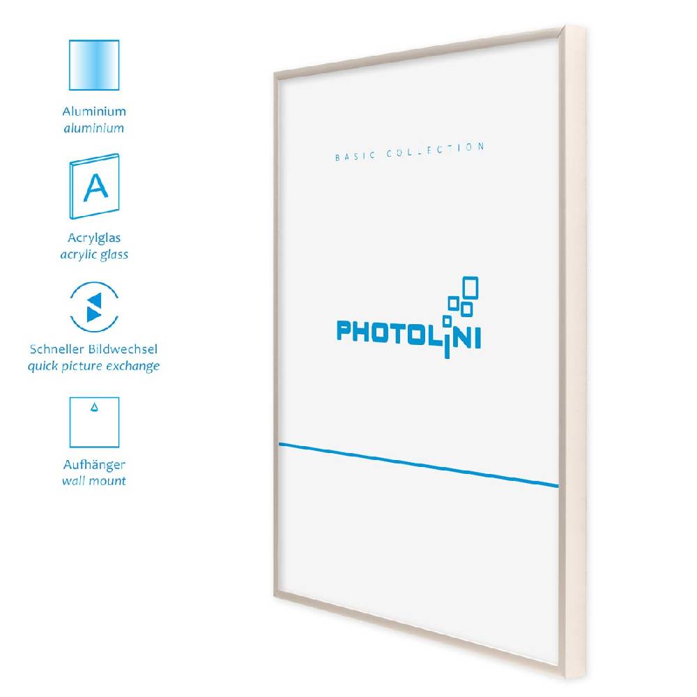 Photolini 4er Set Alu-Bilderrahmen 30x30 cm Silber Modern mit Passepartout 20x20 cm Flash Sale