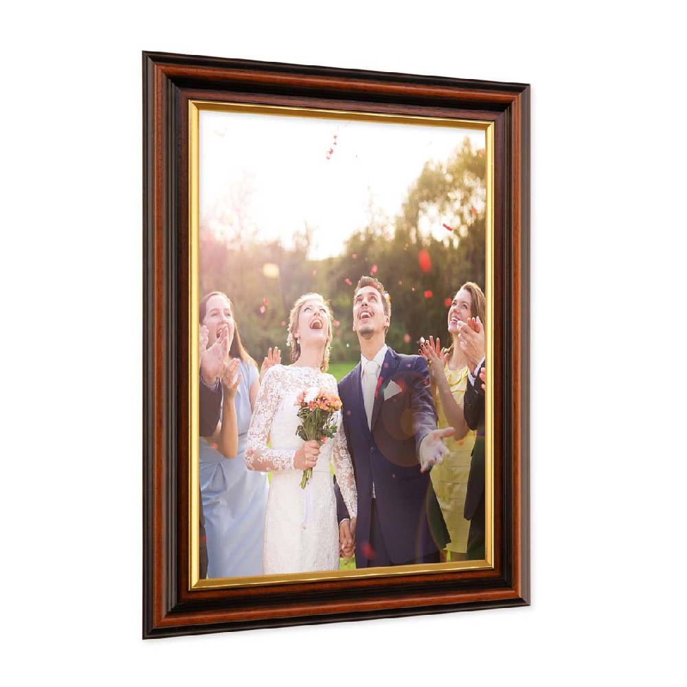 Photolini Bilderrahmen Antik Dunkelbraun Goldkante Begrenztes Angebot