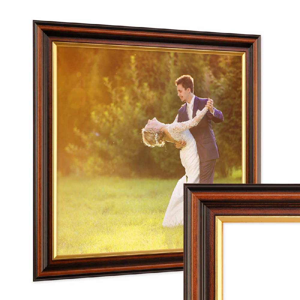 Photolini Bilderrahmen Antik Dunkelbraun Goldkante Begrenztes Angebot