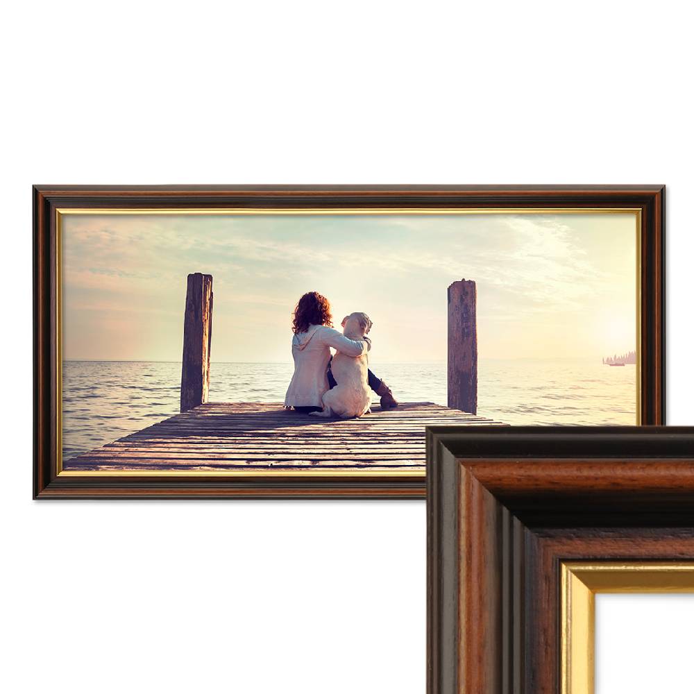 Photolini Bilderrahmen Antik Dunkelbraun Goldkante Begrenztes Angebot