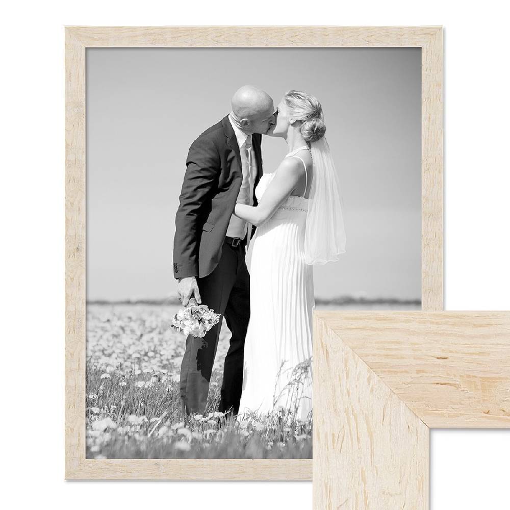 Photolini Bilderrahmen 50x60 cm Strandhaus Rustikal Weiß Massivholz
