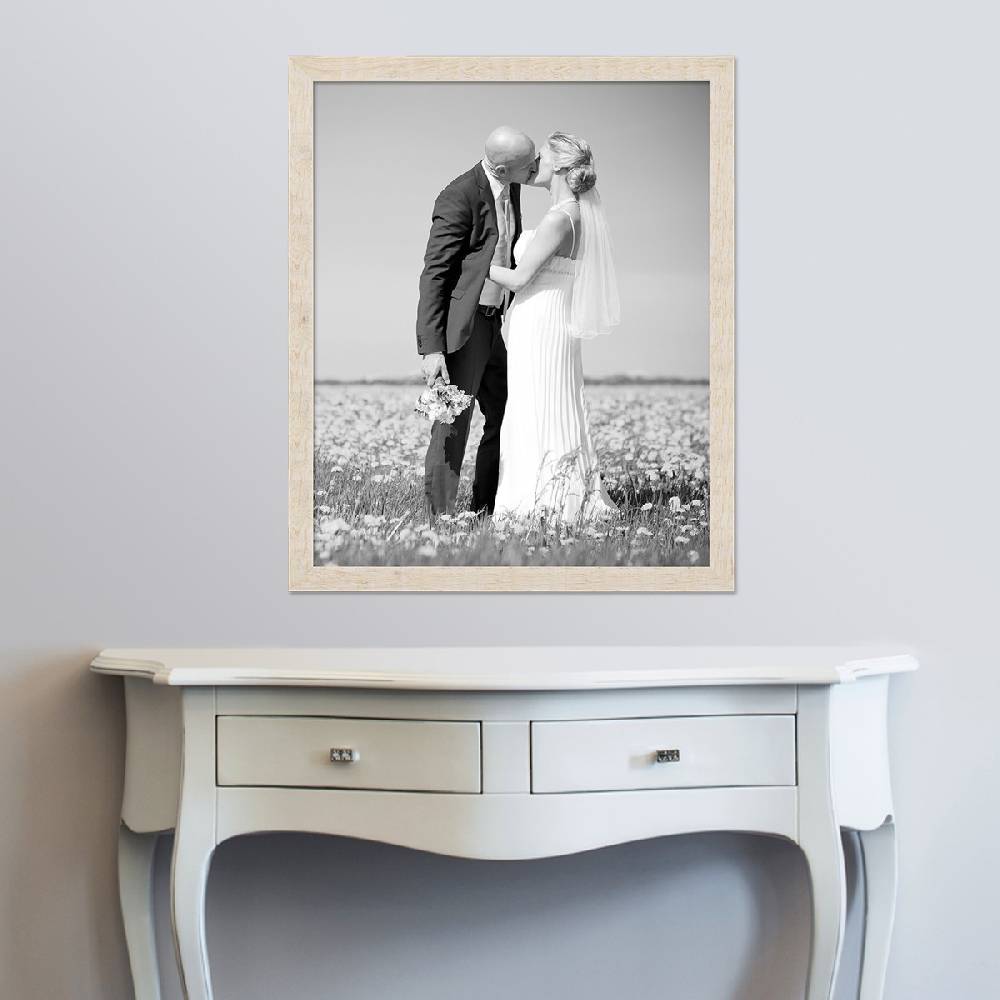 Photolini Bilderrahmen 50x60 cm Strandhaus Rustikal Weiß Massivholz Lagerräumung