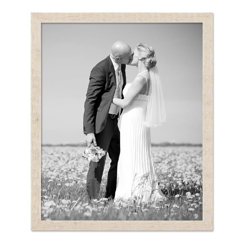 Photolini Bilderrahmen 50x60 cm Strandhaus Rustikal Weiß Massivholz Lagerräumung