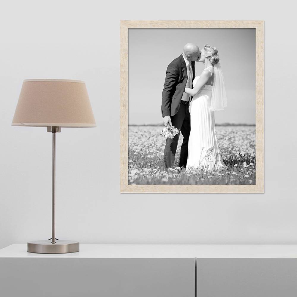 Photolini Bilderrahmen 50x60 cm Strandhaus Rustikal Weiß Massivholz Lagerräumung