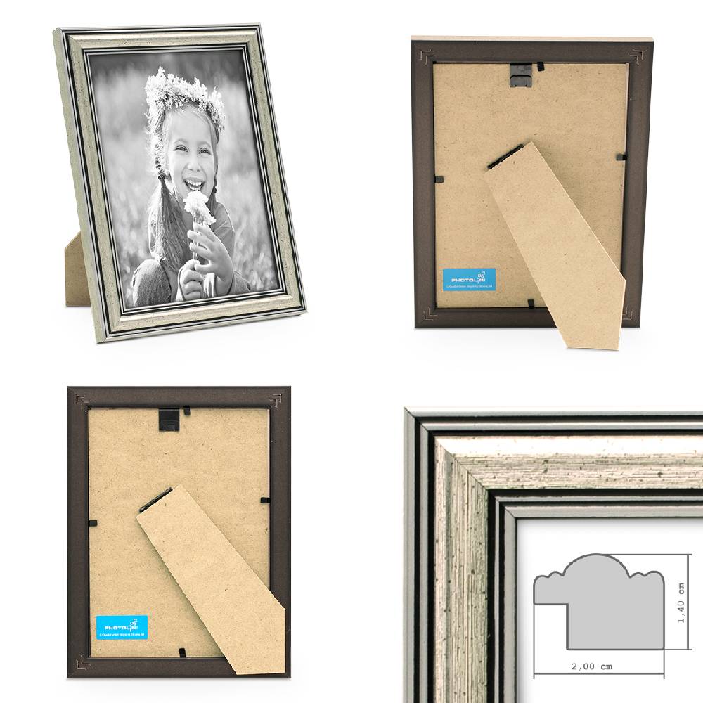Photolini 15er Bilderrahmen-Set Silber Barock Antik aus Kunststoff Top Angebot