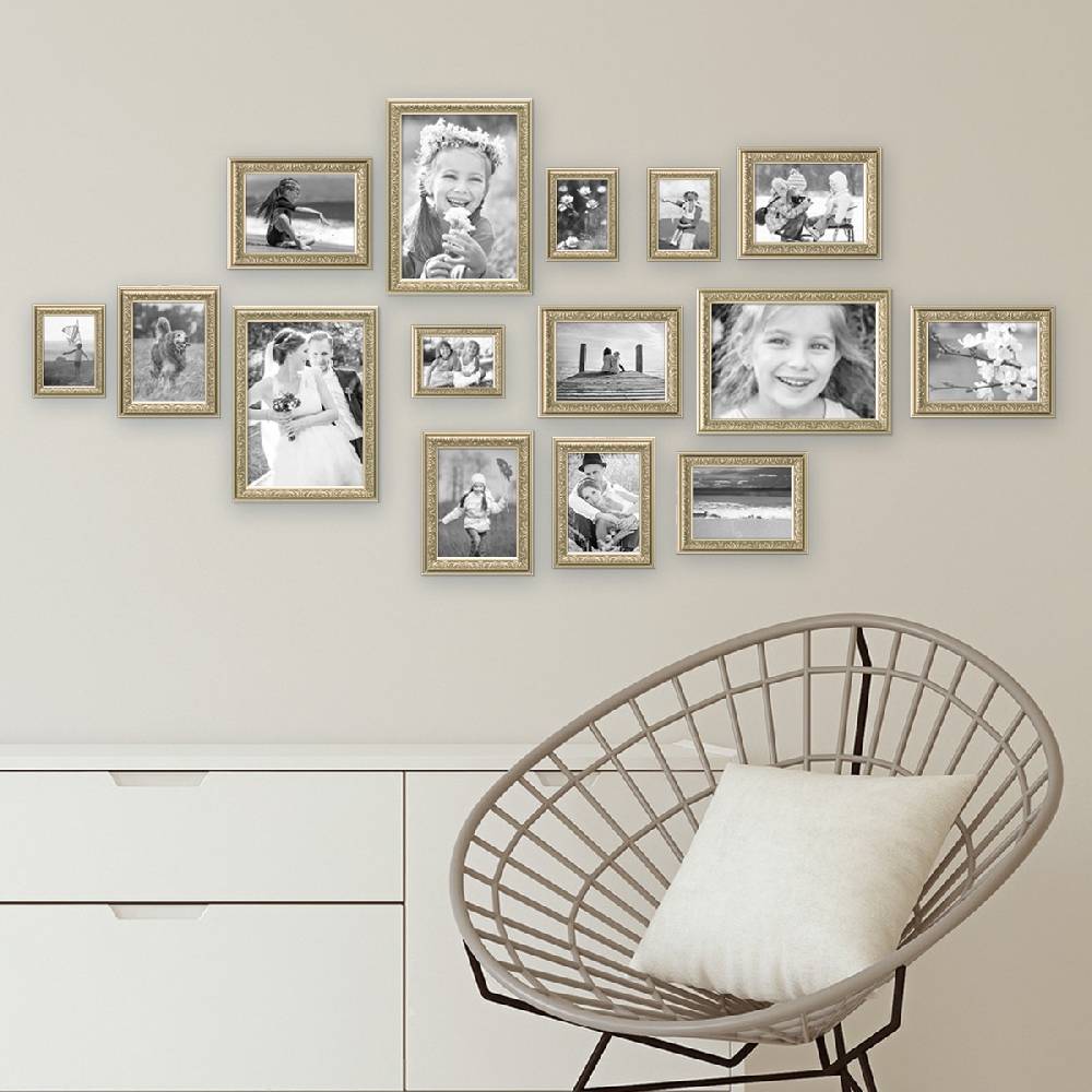 Photolini 15er Bilderrahmen-Set Ornamente Silber Nostalgie