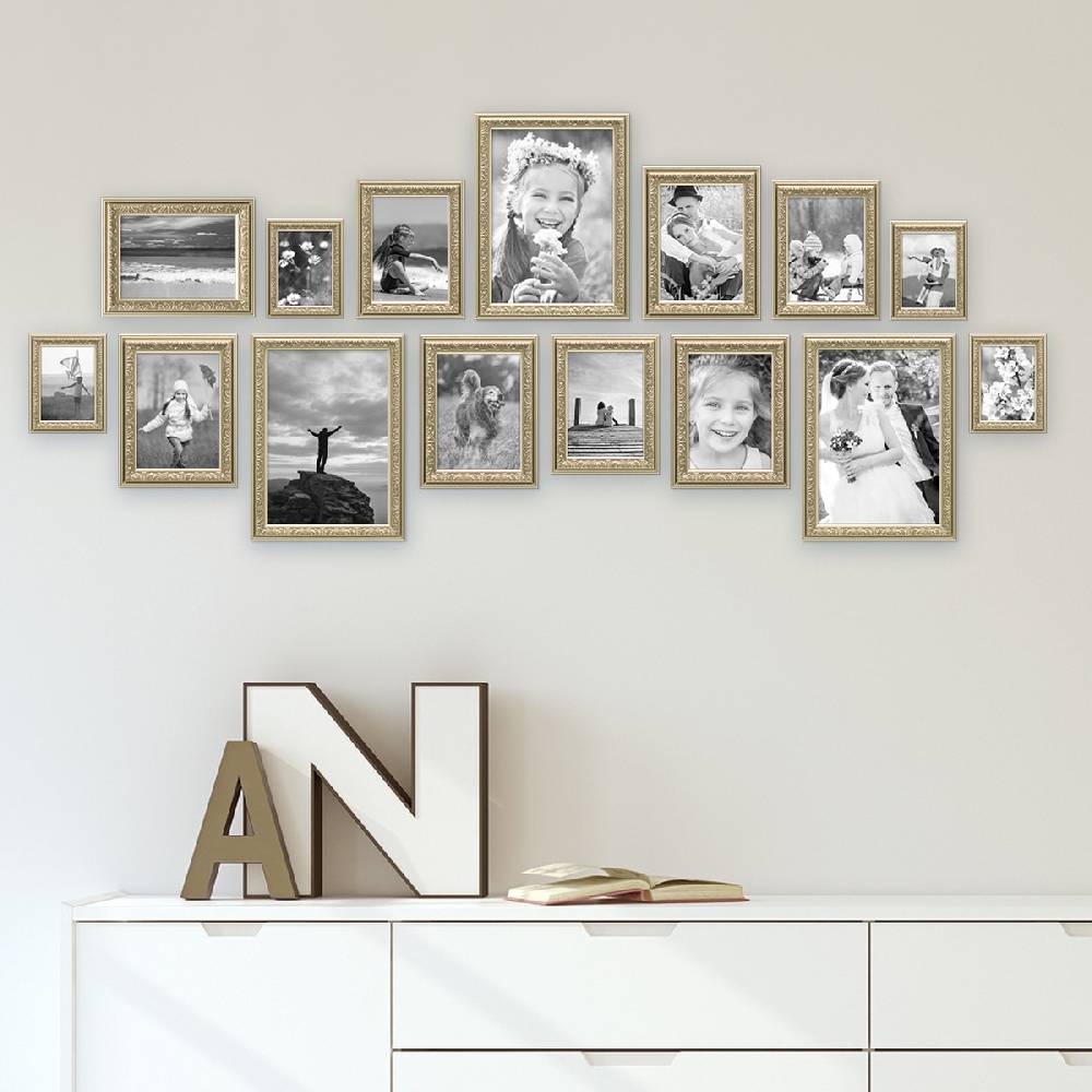 Photolini 15er Bilderrahmen-Set Ornamente Silber Nostalgie Online Outlet