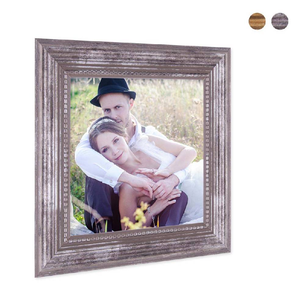 Photolini 3er Bilderrahmen-Set Silber Barock Antik 20x20 cm mit Passepartout Exklusive Angebote