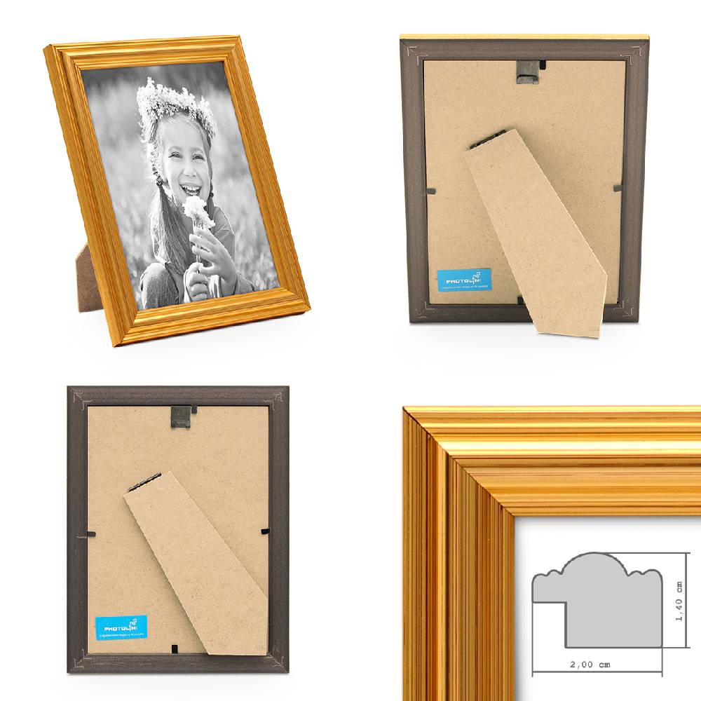 Photolini 3er Bilderrahmen-Set Gold Barock Antik 21x30 cm DIN A4 Fotorahmen Blitzangebot
