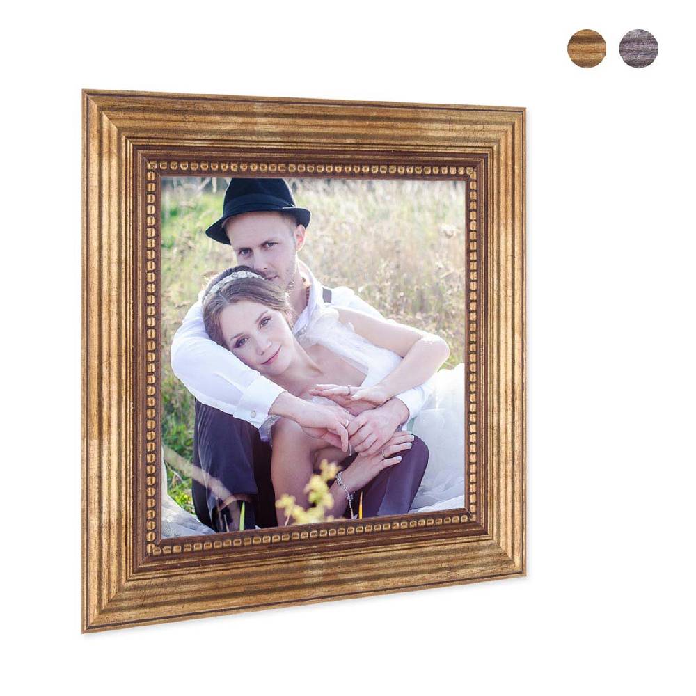 Photolini 3er Bilderrahmen-Set Gold Barock Antik 20x20 cm mit Passepartout Große Rabatte