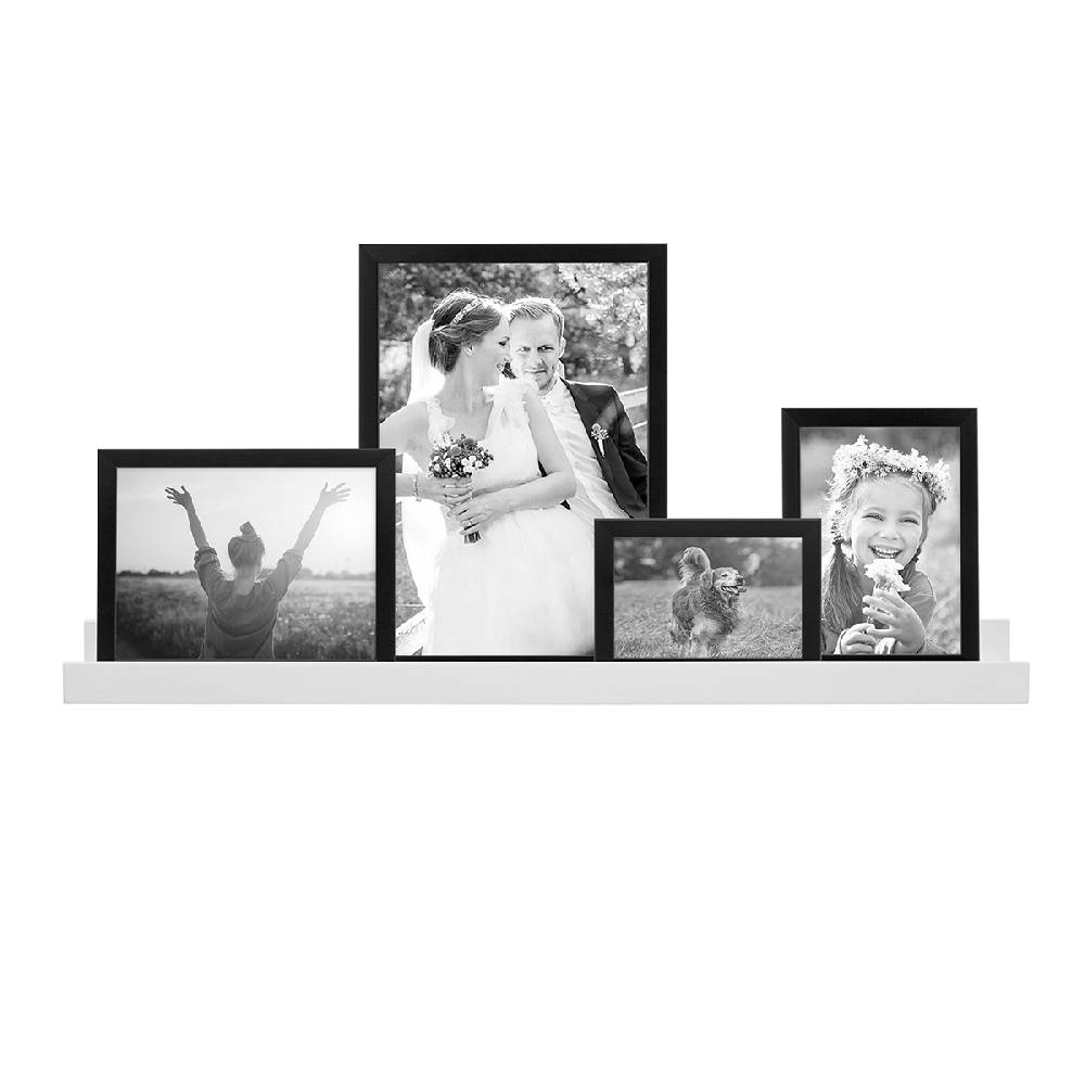 Photolini 4er Set MDF-Bilderrahmen Modern Schwarz mit Bilderleiste