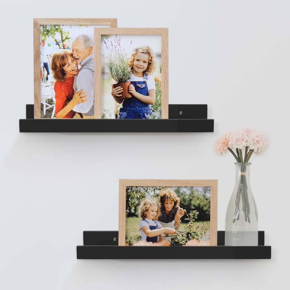 Photolini 2er Set Bilderleiste Schwarz 40 cm