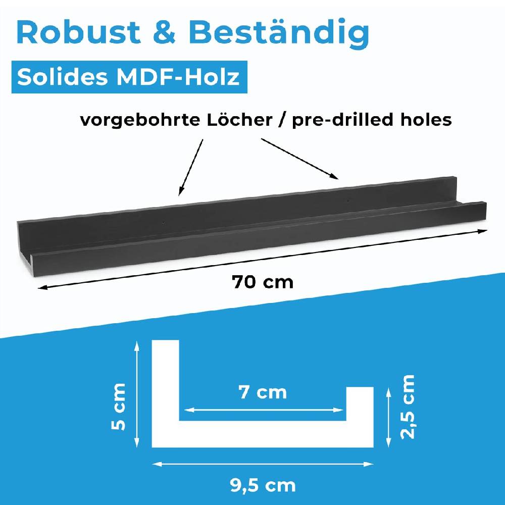 Photolini Bilderleiste Schwarz 70 cm Riesige Ersparnisse