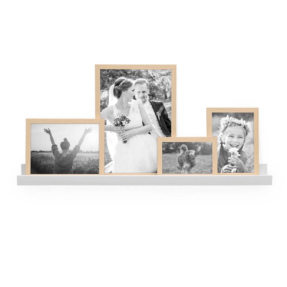 Photolini 4er Set MDF-Bilderrahmen Modern Natur mit Bilderleiste
