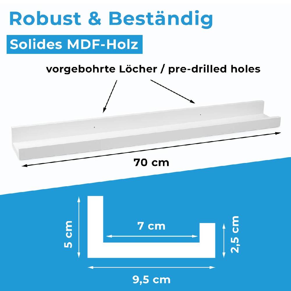 Photolini Bilderleiste Weiß 70 cm Tiefpreis