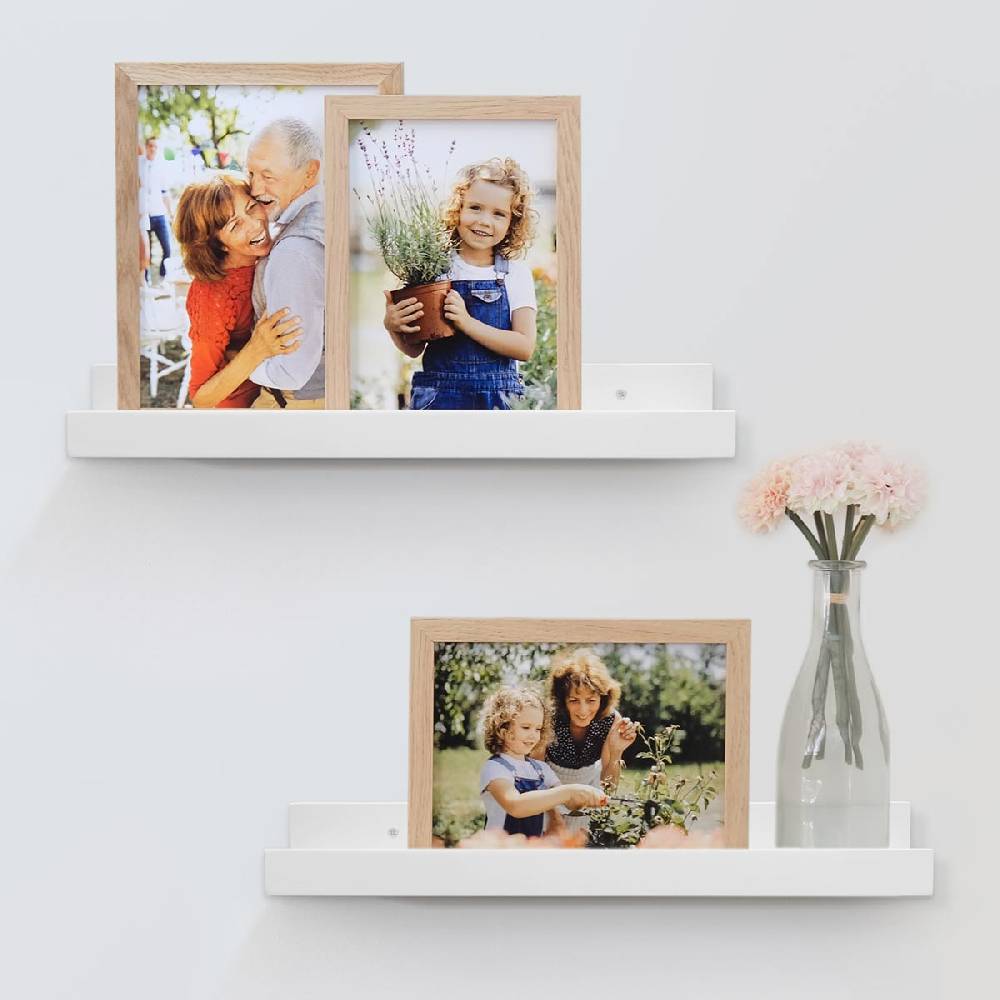 Photolini 2er Set Bilderleiste Weiß 40 cm