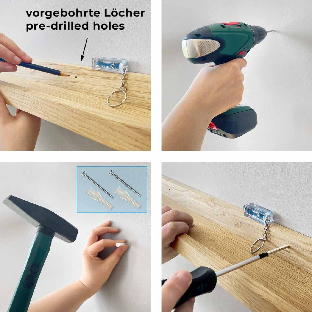 Photolini 2er Set Bilderleiste Eiche Massiv 40 cm Wochenangebot