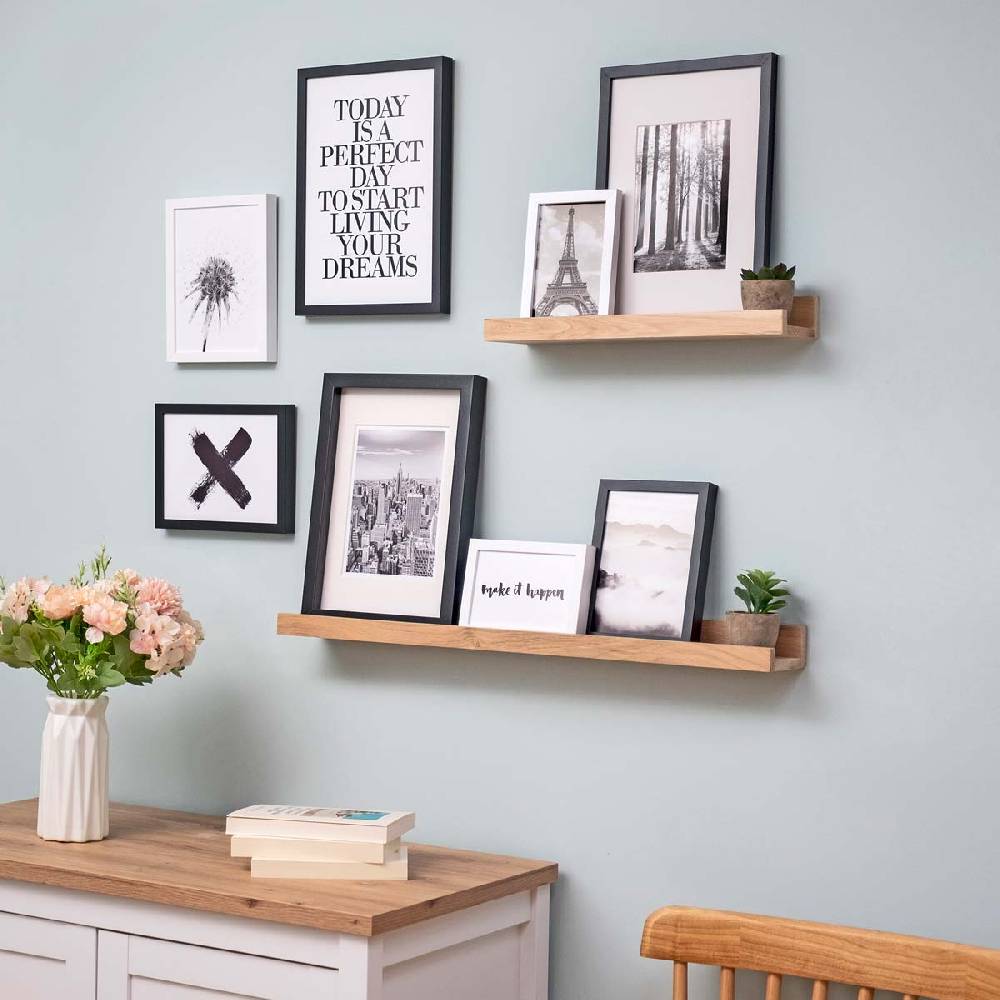 Photolini 2er Set Bilderleiste Eiche Massiv 40 cm Wochenangebot
