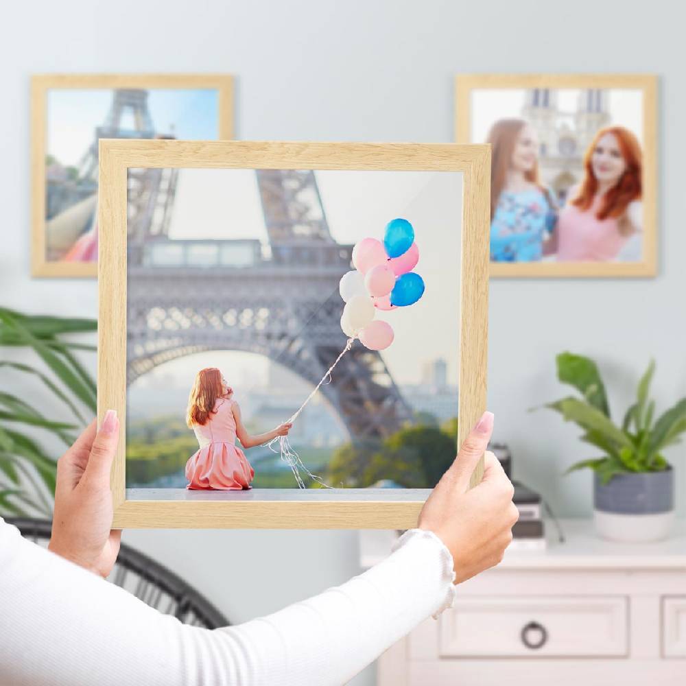 Photolini 3er Bilderrahmen-Set 30x30 cm Natur breit modern MDF-Holz mit Acrylglas JETZT KAUFEN