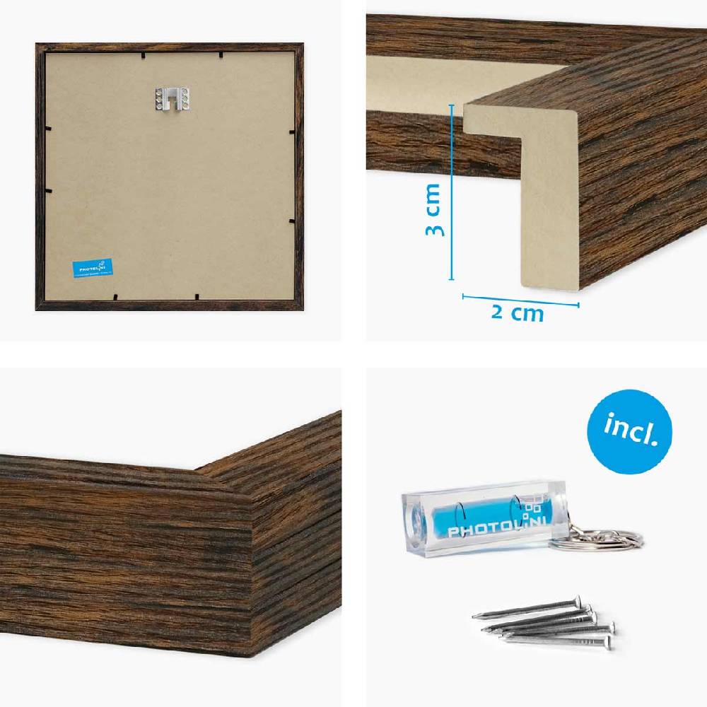 Photolini 2er Set 3D-Bilderrahmen 30x30 cm mit Passepartout, Eiche Dunkel 50% Rabatt mit kostenlosem Versand