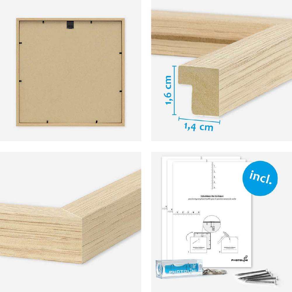 Photolini 9er Set Poster-Bilderrahmen 30x30 cm Modern Natur MDF mit Passepartout Speichern exportieren