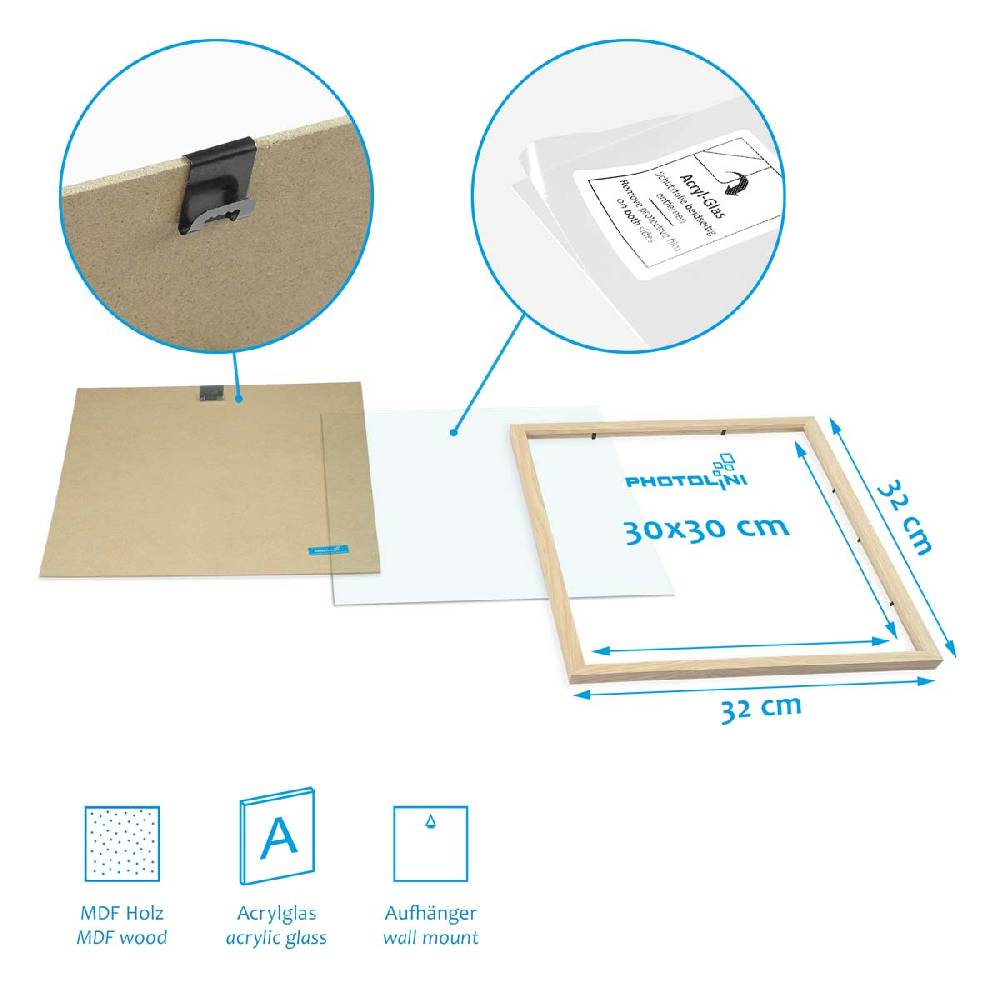 Photolini 9er Set Poster-Bilderrahmen 30x30 cm Modern Natur MDF mit Passepartout Speichern exportieren