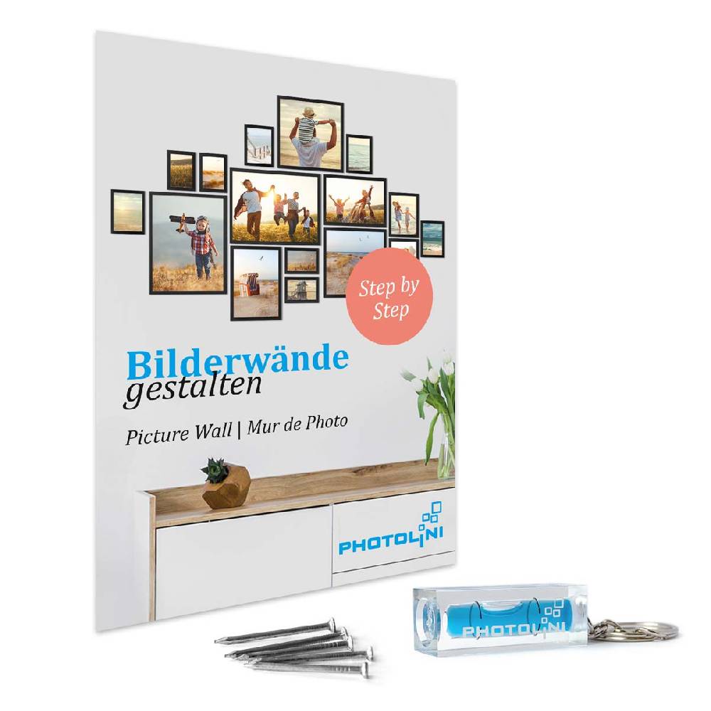 Photolini 5er Set Landhaus-Bilderrahmen 20x20 cm Eiche-Optik Massivholz Black Friday Preise