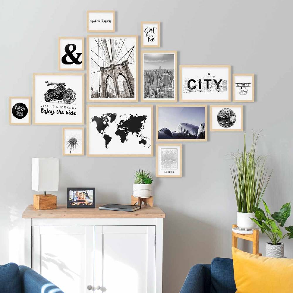 Photolini 14er Bilderrahmen-Set Modern Natur aus MDF