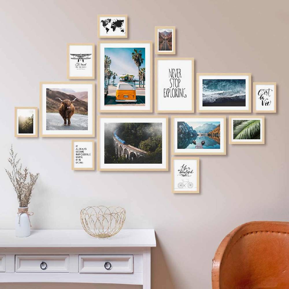 Photolini 14er Bilderrahmen-Set Modern Natur aus MDF zollfrei