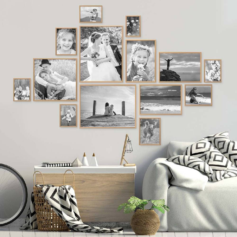 Photolini 14er Set Alu-Bilderrahmen Modern Gold Aluminium-Rahmen