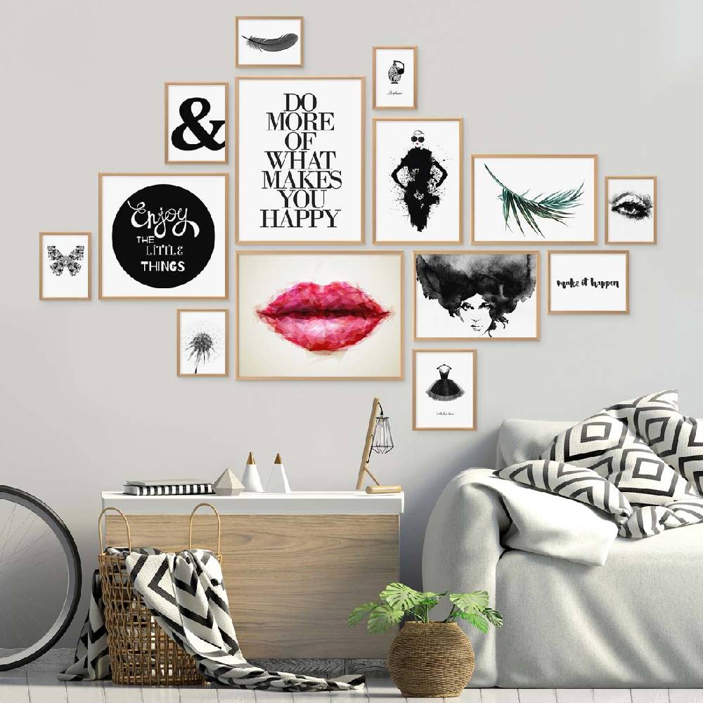 Photolini 14er Set Alu-Bilderrahmen Modern Gold Aluminium-Rahmen 2025