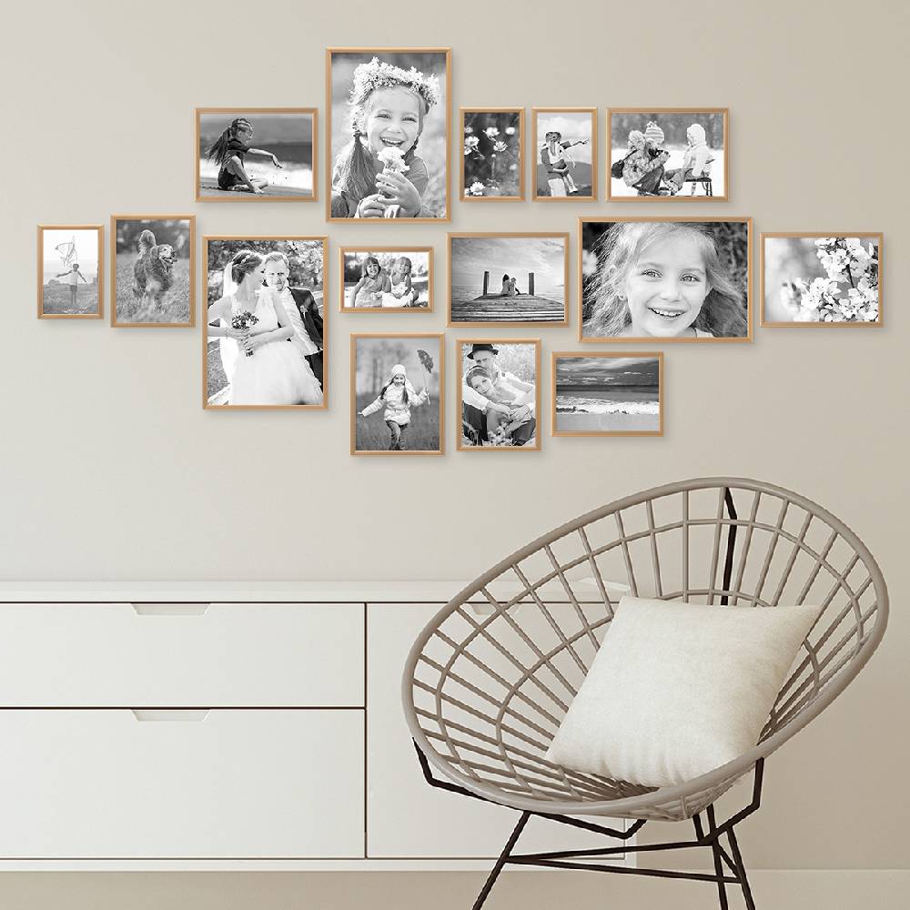 Photolini 15er Set Alu-Bilderrahmen Modern Gold Aluminium-Rahmen im Angebot