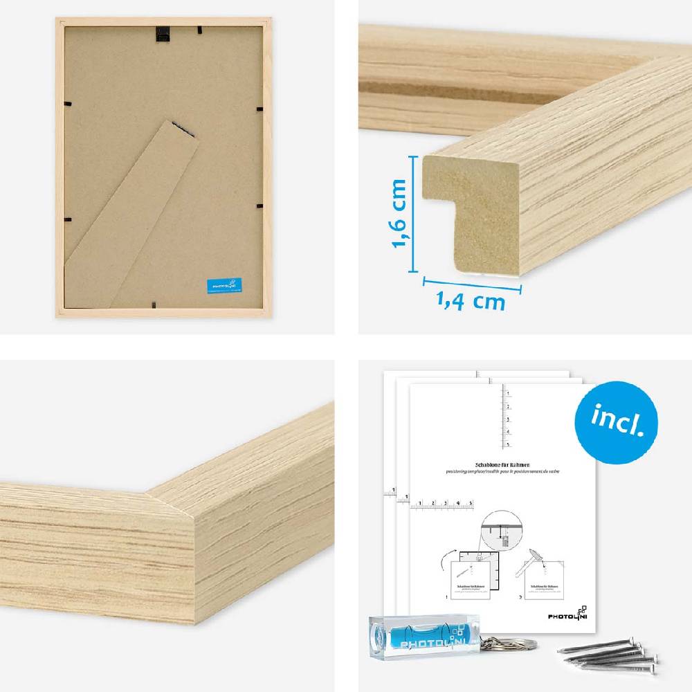 Photolini 15er Bilderwand Treppenhaus - Bilderrahmen-Set Modern Natur aus MDF Meist gekauft