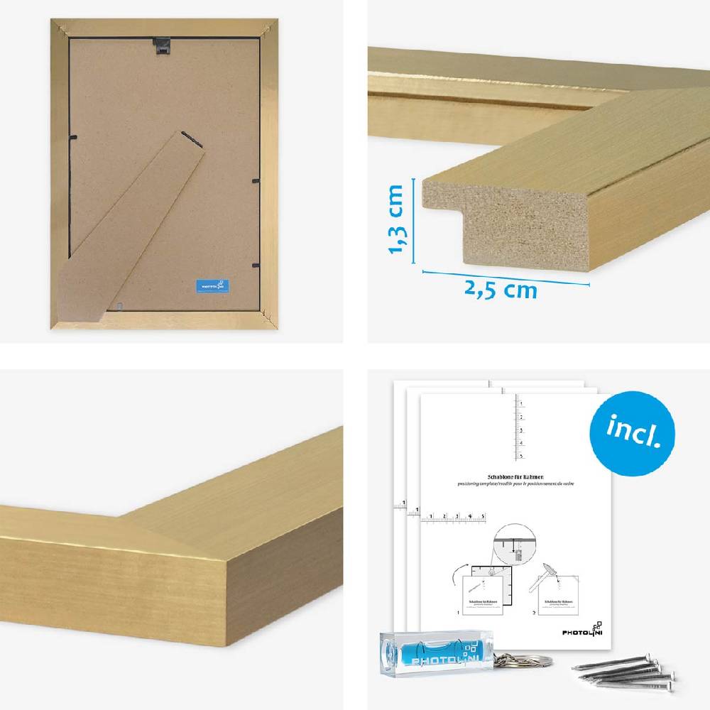 Photolini 15er Bilderrahmen-Set Natur breit modern MDF-Holz mit Acrylglas Rabatt