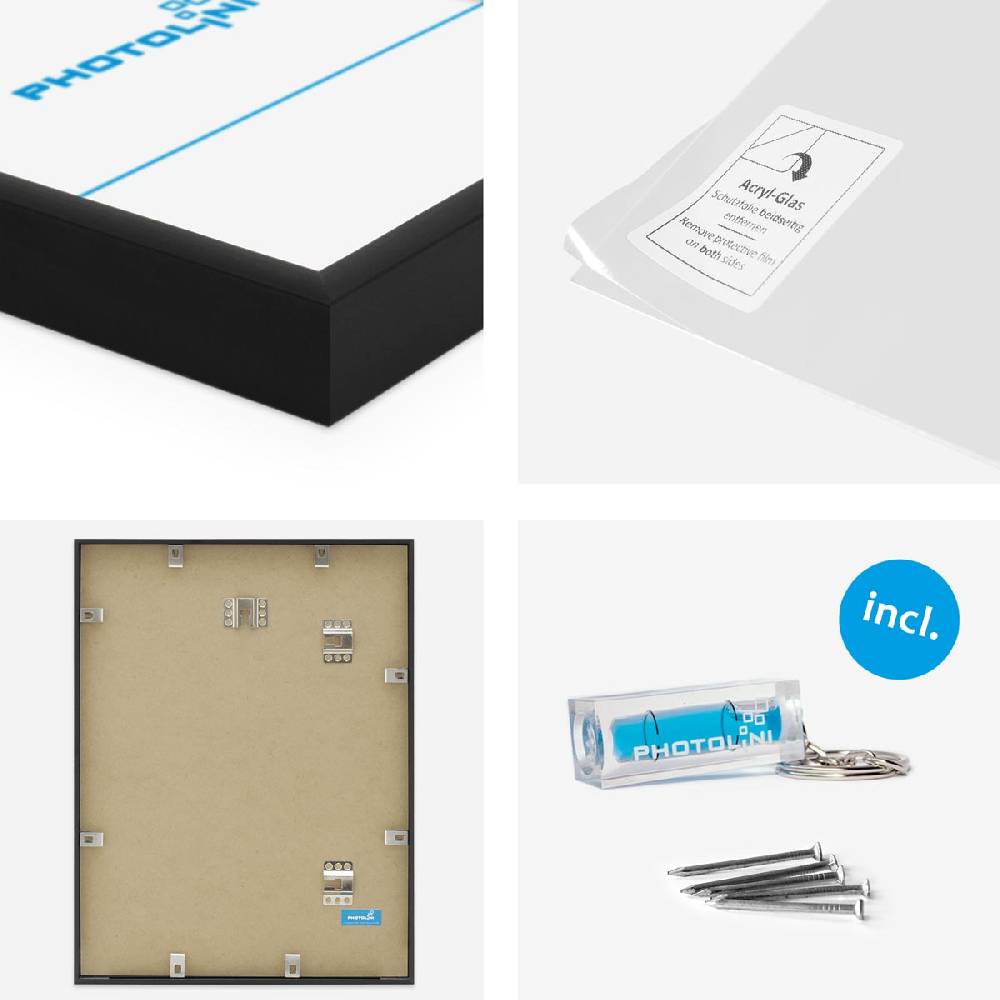 Photolini 17er Set Alu-Bilderrahmen Modern Schwarz Aluminium-Rahmen Versandkostenfrei