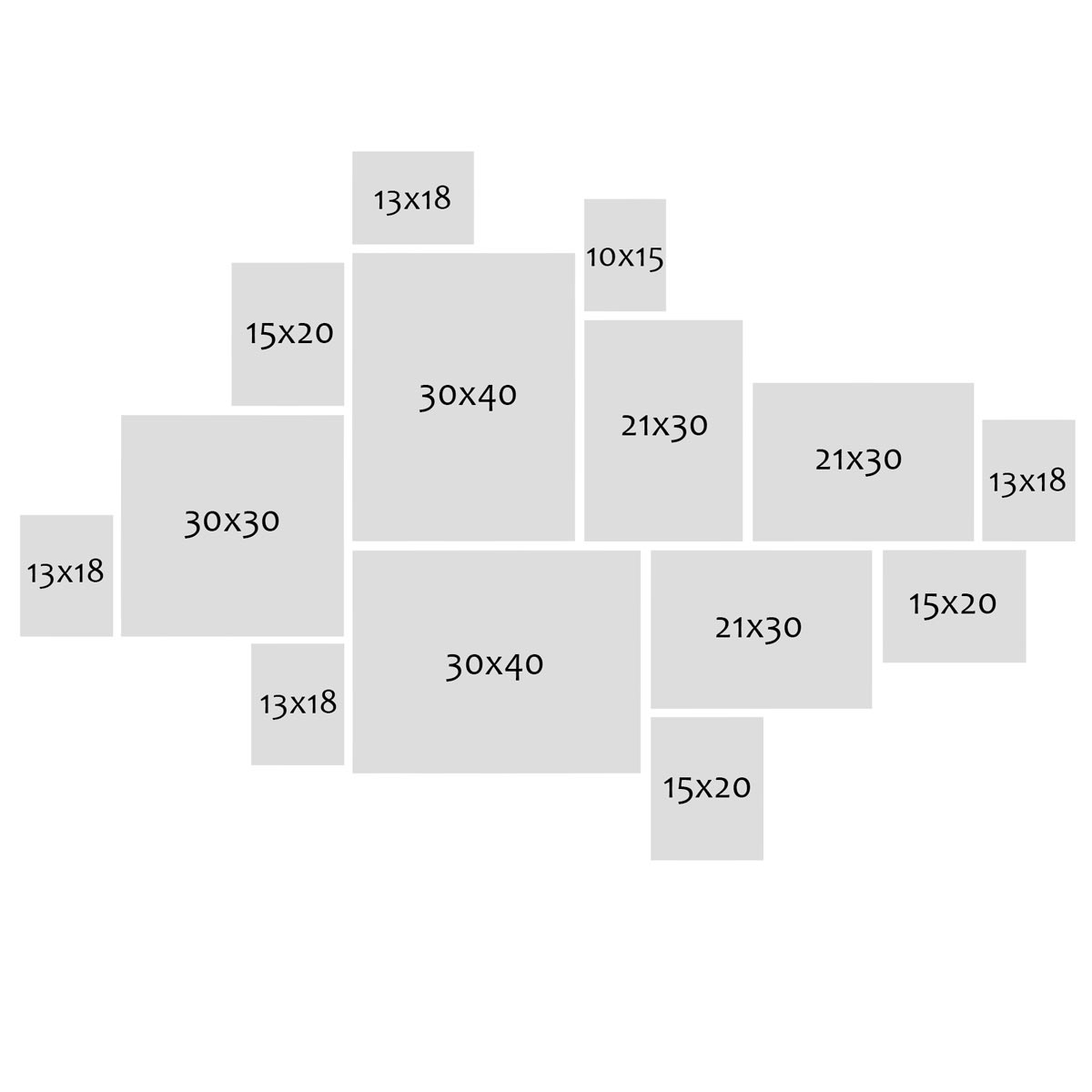 Photolini 14er Bilderrahmen-Set Eiche Dunkel Massivholz Schmal 10x15 bis 30x40 cm mit Acrylglasscheibe Begrenztes Angebot