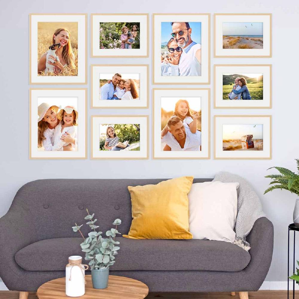 Photolini 10er Set Poster-Bilderrahmen 30x40 cm und 40x50 cm Modern Natur MDF mit Passepartout Saisonschlussverkauf