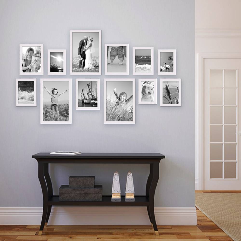 Photolini 12er Set Landhaus-Bilderrahmen Weiß Massivholz Kauf eins, bekomm eins gratis