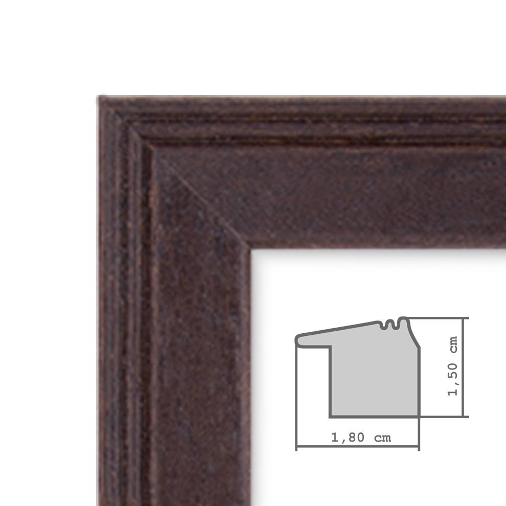 Photolini 5er Set Landhaus-Bilderrahmen Nuss Modern 10x10, 10x15, 13x18 und 15x20 cm VIP-Rabatte