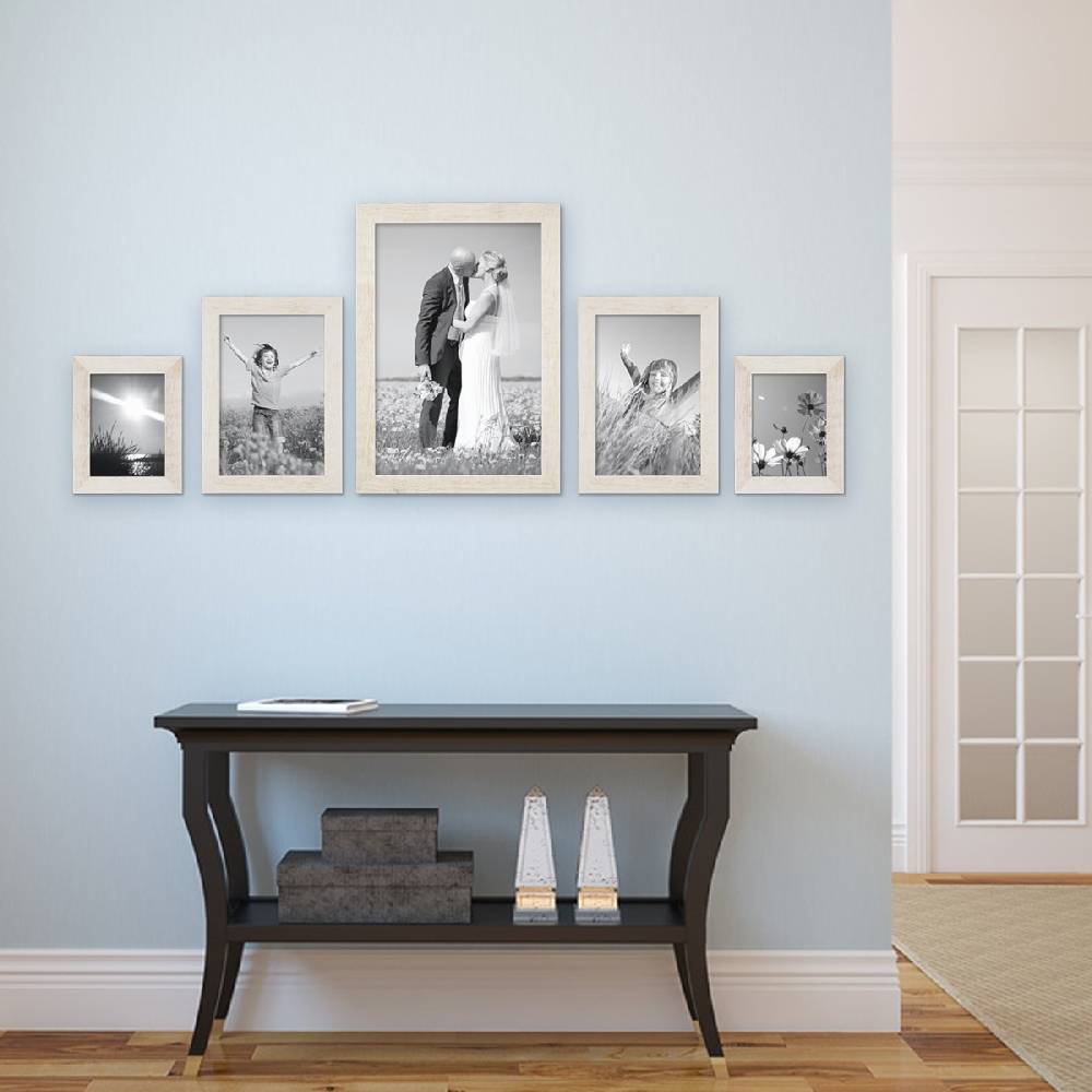 Photolini 5er Bilderrahmen-Set No.3 Strandhaus Weiß Massivholz 15x20 bis 30x45 cm Wochenangebot