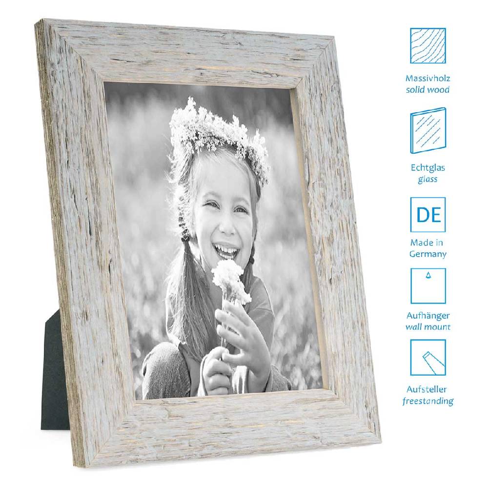 Photolini 5er Bilderrahmen-Set No.1 Strandhaus Grau Massivholz 10x10 bis 15x20 cm Neueste Stile