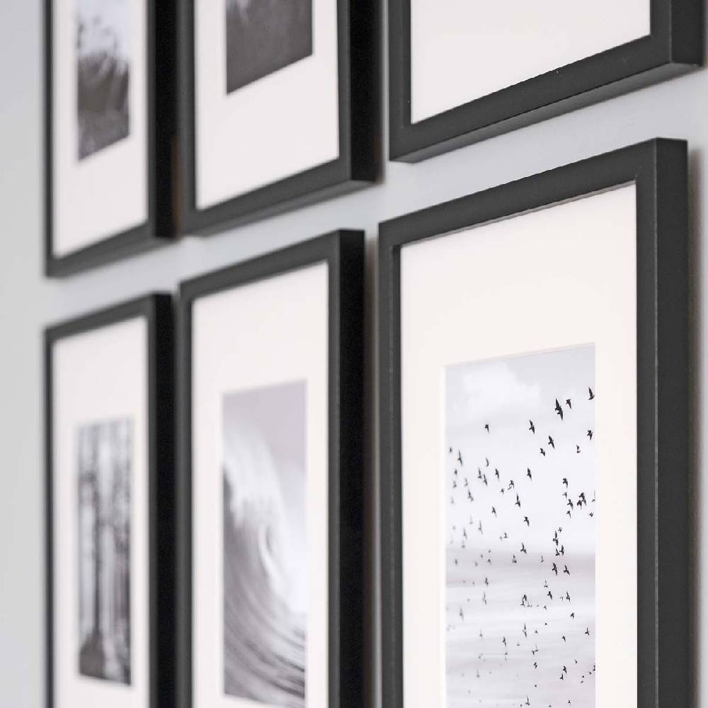 Photolini 6er Set Poster-Bilderrahmen 21x30 cm / DIN A4 Modern Schwarz MDF mit Passepartout Bis zu 60% Rabatt