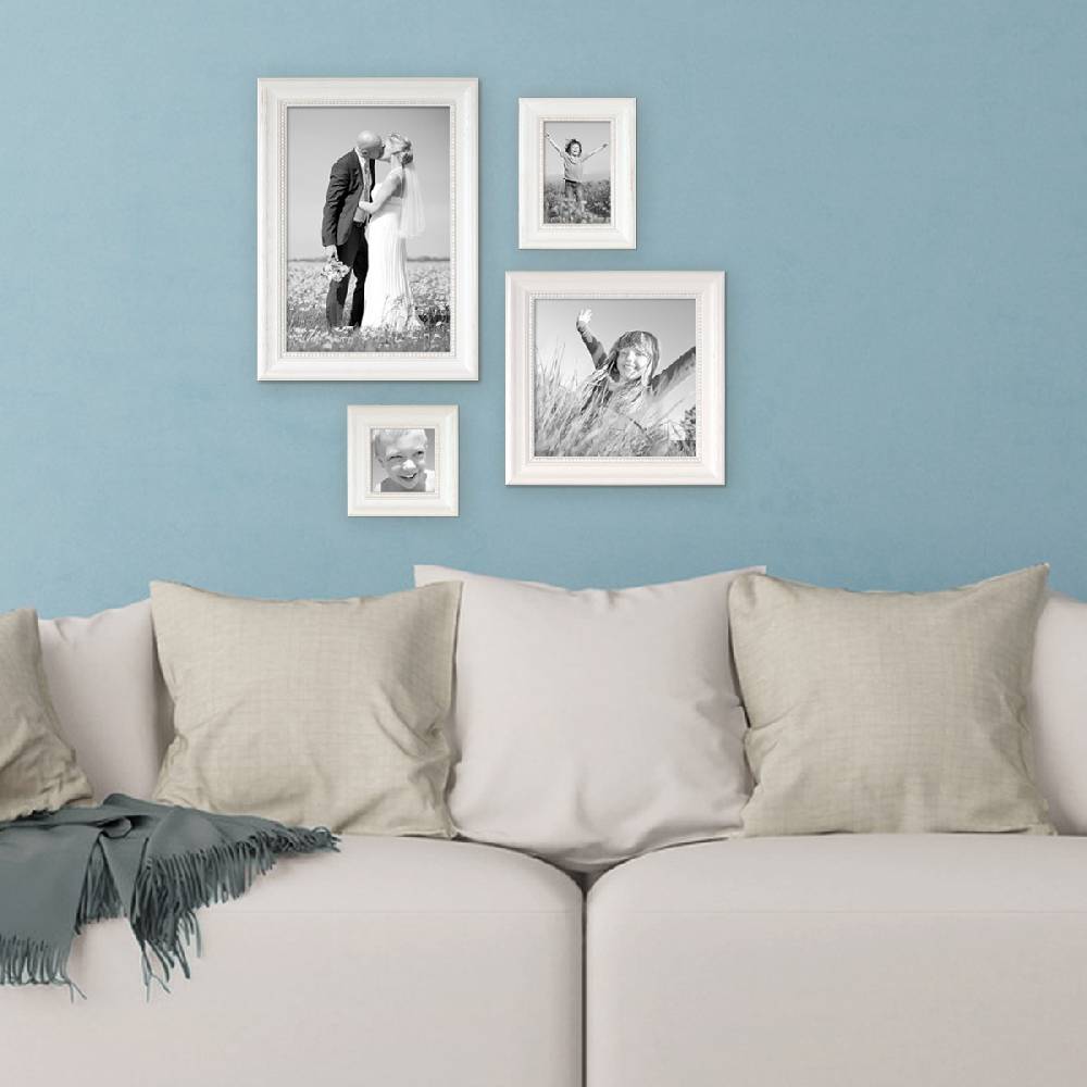 Photolini 4er Bilderrahmen-Set Landhaus-Stil Weiss