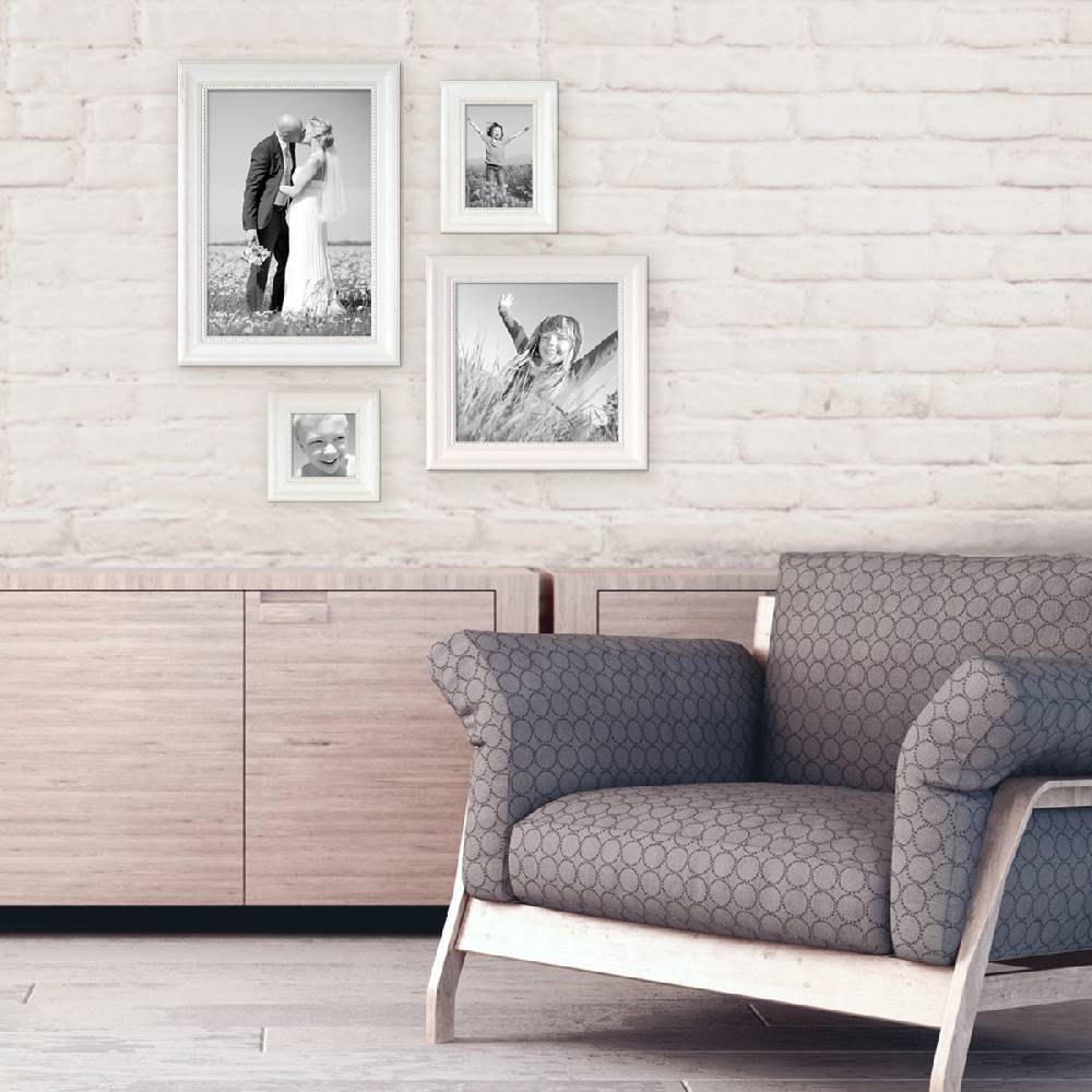 Photolini 4er Bilderrahmen-Set Landhaus-Stil Weiss Riesige Rabatte