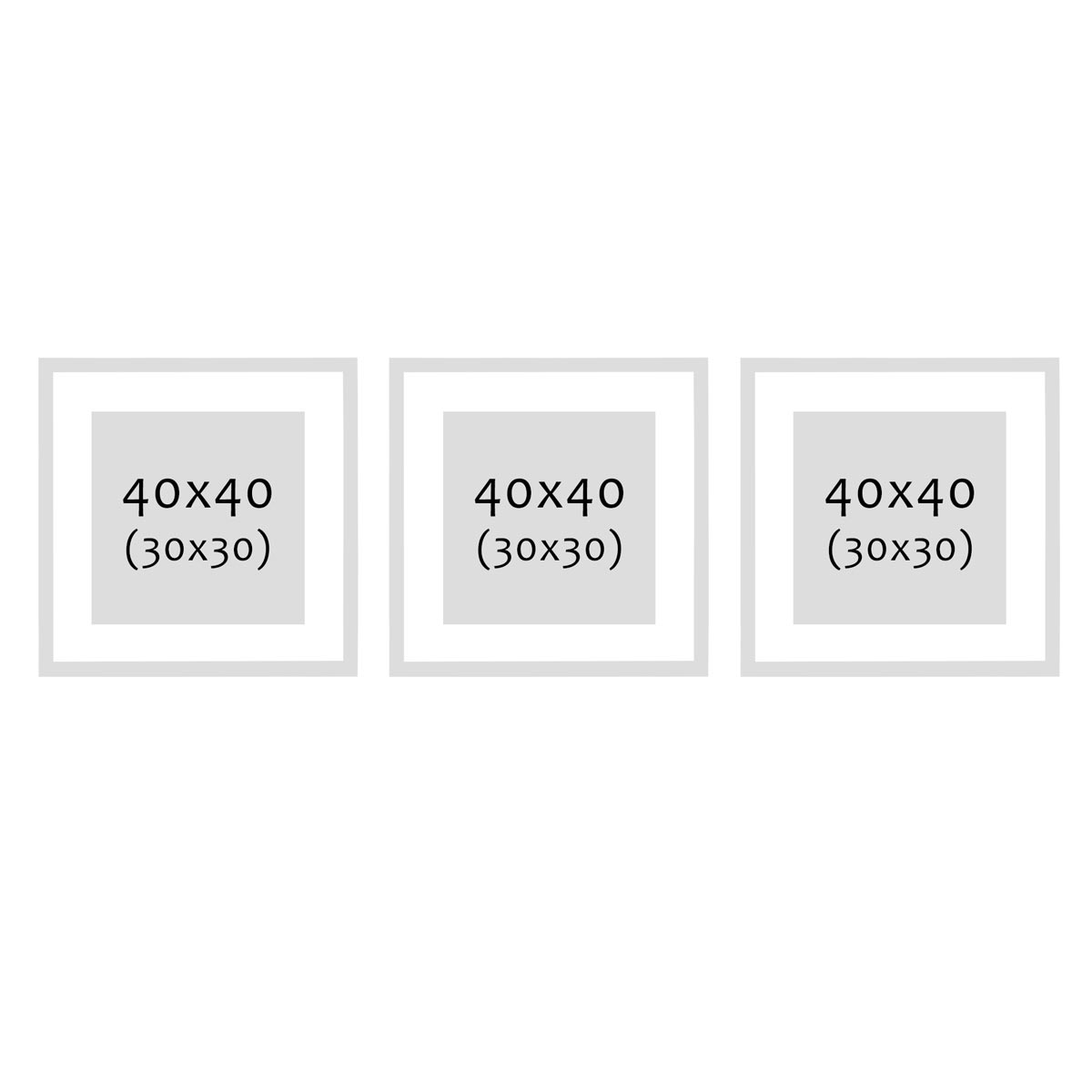 Photolini 3er Set 3D-Bilderrahmen 40x40 cm mit Passepartout, Schwarz Clearance-Verkauf