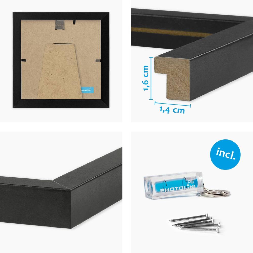 Photolini 3er Bilderrahmen-Set 10x10 cm Modern Schwarz aus MDF mit Acrylglas Black Friday Preise