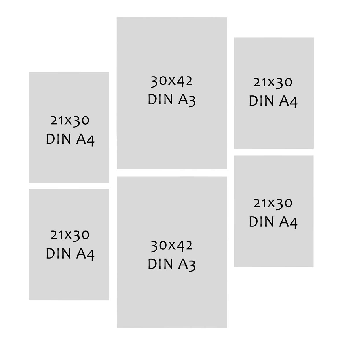 Photolini 6 Bilderrahmen Schwarz 2x 30x42 und 4x 21x30 cm / DIN A4 Modern MDF mit Acrylglas im Angebot