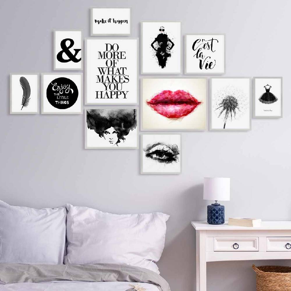 Photolini 12er Bilderrahmen-Set Modern Silber aus MDF Sonderangebot