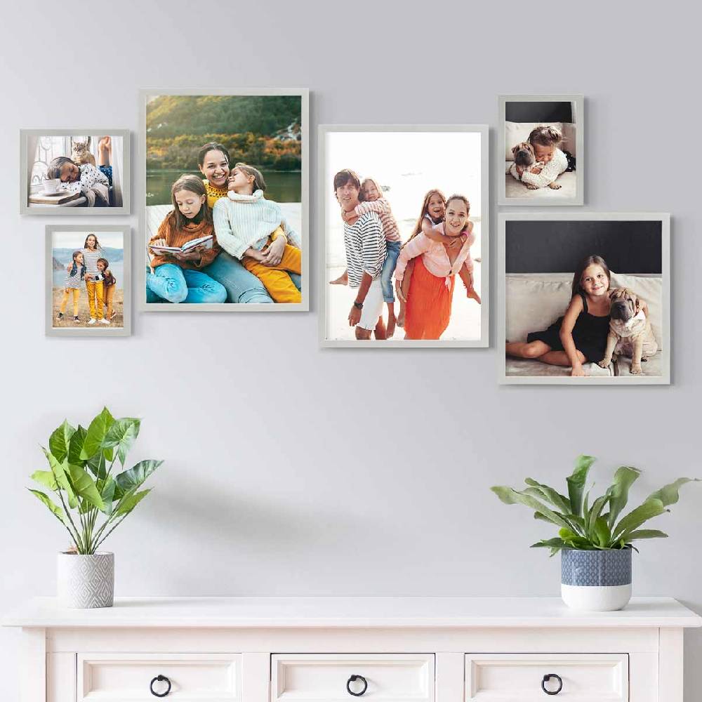 Photolini 6er Bilderrahmen-Set Modern Silber aus MDF 15x20, 30x30 und 30x40 cm Rabatt